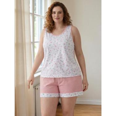 Imagem de Pijama Plus Size Short Doll Bermudoll Feminino Verão Senhora Regata - 