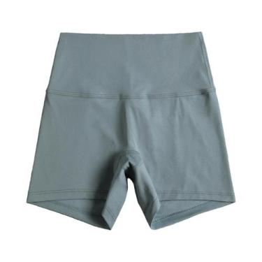 Imagem de Shorts de Yoga Fitness Cintura Alta - Cor Sólida - Leggings para Trein