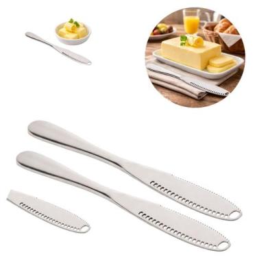 Imagem de 2 Espátulas Manteiga Premium 20,5cm Inox Resistente Elegante - Lyor