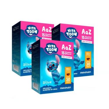 Imagem de Kit 3 Vitatoon Stitch Polivitaminico AaZ Sabor Tutti-Frutti 30 Gomas -