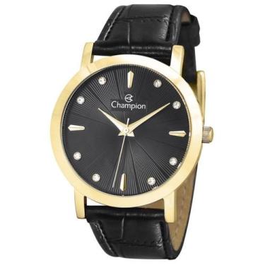 Imagem de Relogio champion analogico preto couro preto cn24226p cor:preto, PRETO