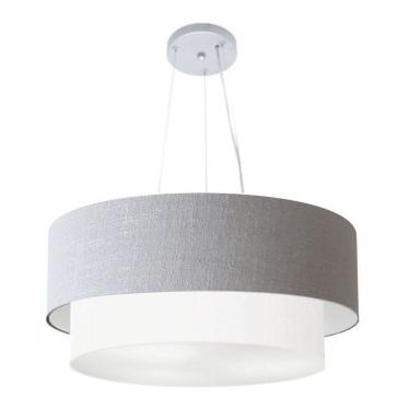 Imagem de Lustre Pendente Duplo Cilíndrico Md-4179 com Cúpula em Tecido Grande Fio Ajustável Bivolt Rustic Vivare Brasil