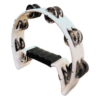 Imagem de Pandeiro Meia Lua Pandeirola Colorido com 16 Pares de Platinelas em Inox Som Agudo Branco OEM