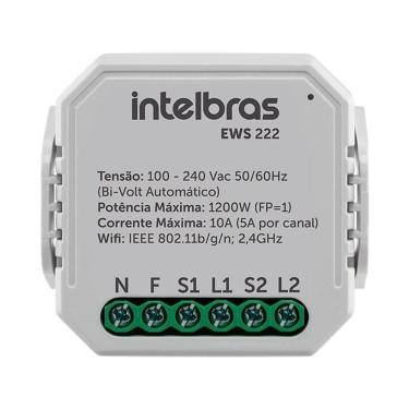 Imagem de Interruptor Inteligente Wi-Fi EWS 222 com Controle Remoto de Iluminação e Automação Intelbras