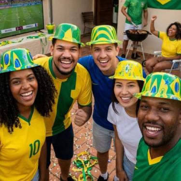 Imagem de Chapeu Coquinho Baixo Cartola Torcedor Brasileiro Plastico Tamanho:Úni