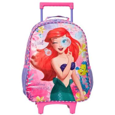 Imagem de Mochila De Rodinhas Escolar Infantil Princesa Ariel Disney, Rosa