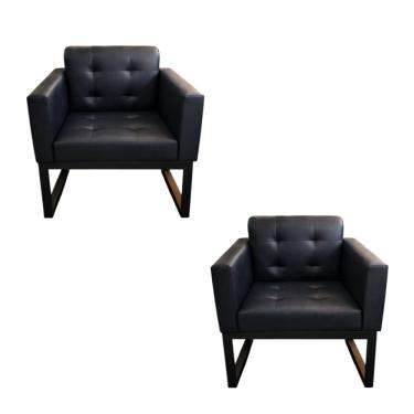 Imagem de Kit 2 Sofanetes Poltrona Loft Costurada para Recepção Preto