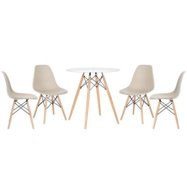 Imagem de Laraz, Mesa redonda Eames 70 cm + 4 cadeiras Eiffel DSW