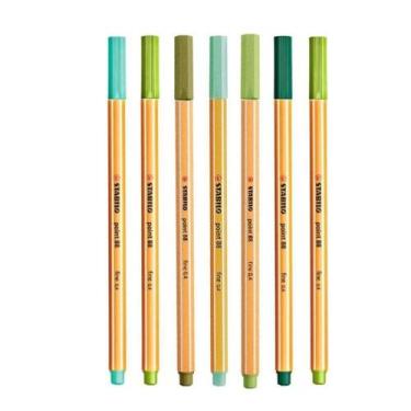 Imagem de Caneta Fineliner 0.4mm Point 88 7 Tons De Verde - Stabilo - Tend Tudo