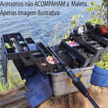 Imagem de Maleta De Pesca Grande 6 Bandejas + Enrolador de linha - Hi, Azul