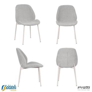 Imagem de Kit 4 Cadeiras Clara Tecido Cinza ou Tecido Fendi com Base Off White- 