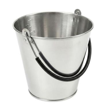 Imagem de Balde Inox Oval 8 Litros - Para Ordenha, Água, Limpeza, Gelo e Decoraç