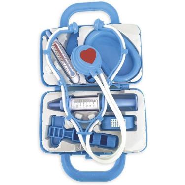 Imagem de Kit de Brinquedo Médico Pequeno Doutor Maletinha 7 Peças Azul Pica Pau Brinquedos
