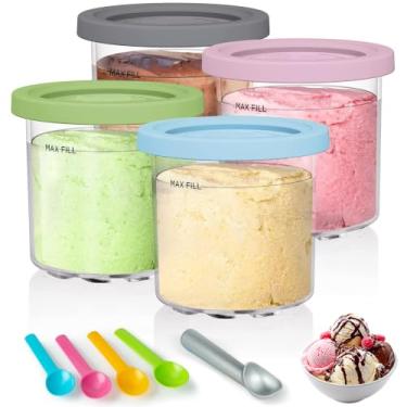 Imagem de Kit 4 Pote Creami, Aplicável a Pote Ninja Creami NC299AM & NC300S, Tampa Colorida, Copos de Sorvete, Para Preparação de Refeições, Creme, Sopa e Sobras