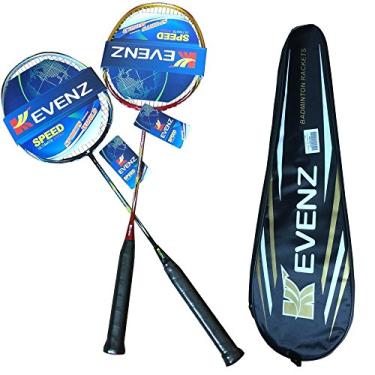 Imagem de KEVENZ Pacote com 2 raquetes de badminton de , raquete de badminton de fibra de carbono profissional, 1 rack preto e 1 vermelho, 1 bolsa de transporte