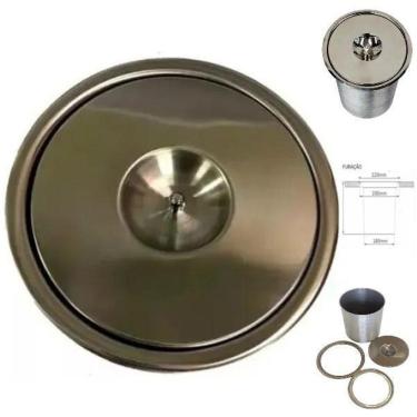 Imagem de Lixeira Pia Cozinha Embutir No Granito Em Inox 5Lts 20X24 Cm