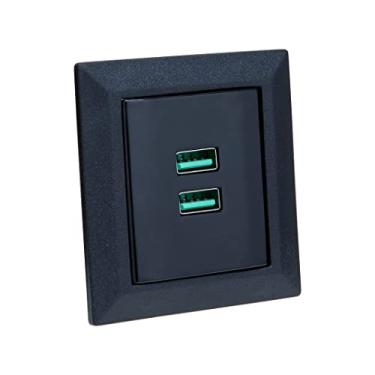 Imagem de Kit Espelho Duplo Chanfrado 2 Tomadas 20A 2 USB 4.9A Preto