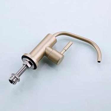 Imagem de Purificador de água de cozinha de aço inoxidável de manípulo único filtro de água potável direto torneira de osmose reversa filtro de água torneira de pia, champanhe dourado