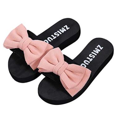 Imagem de Chinelos femininos chinelos sandálias verão praia interior arco sapatos ao ar livre sandálias femininas gel para homens (rosa, 38)