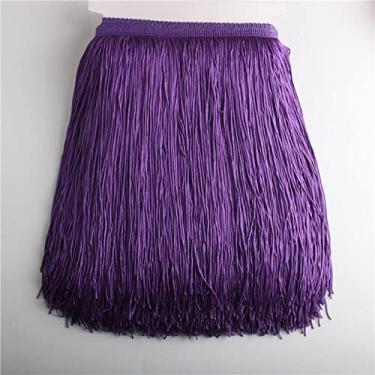 Imagem de 10 jardas/lote 30 cm de comprimento franja de renda guarnição de borla para diy vestido latino acessórios de roupas de palco fita de renda, roxo, 5 jardas