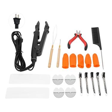 Imagem de Kit de extensão de cabelo, kit de ferramentas de extensão de cabelo humano de ferro de cabelo, kit de varinha de conector de ferro para extensões de cabelo de fusão, ferramentas de