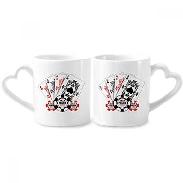 Imagem de Conjunto de canecas de porcelana para casais, com estampa de cartas de jogo de fichas e utensílios de jogo de cerâmica para amantes de coração