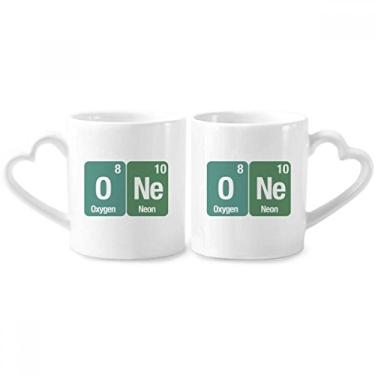 Imagem de One Chemical Element Science Conjunto de canecas de porcelana para casais, copo de cerâmica com alça de coração