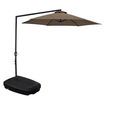 Imagem de Kit Ombrelone Suspenso 3 Metros Aço Veneza Marrom Com Base Plástica 55L - Belfix