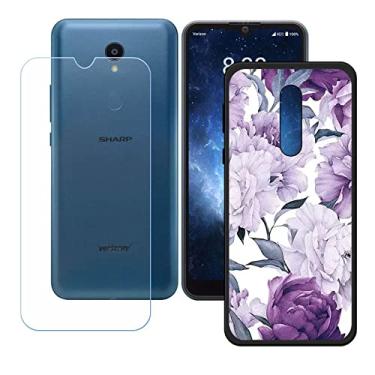 Imagem de FZYM Capa para Sharp Rouvo V + película protetora de tela de vidro temperado, capa preta de gel macio capa de telefone de proteção de silicone TPU para Sharp Rouvo V (6,6 polegadas) - KE20