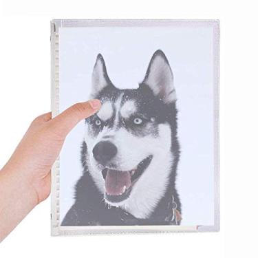 Imagem de Caderno com imagem Husky de cachorro grande, folhas soltas, diário recarregável, papelaria