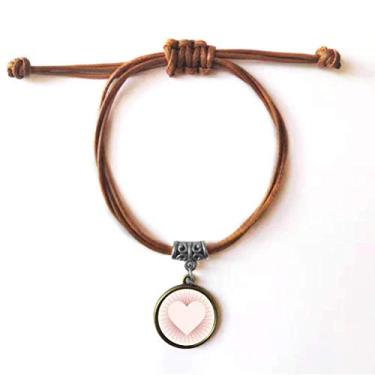 Imagem de DIYthinker Pulseira de couro em forma de coração para o Dia dos Namorados Pulseira de couro Marrom Joia Presente