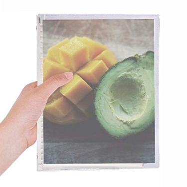 Imagem de Caderno com imagem de abacate de frutas tropicais, folhas soltas, diário recarregável, artigos de papelaria