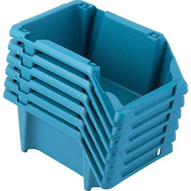Imagem de Vonder, Gaveteiro Plástico, Nº 3, 8,0 Cm X 10,4 Cm X 17,6 Cm, Jogo Com 6 Peças, Modelo Prático, Azul.