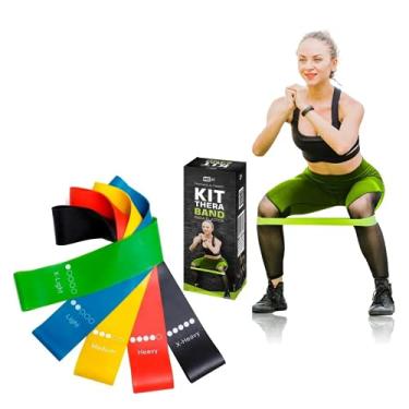 Imagem de Kit 5 Faixas Exercicios cinco intensidades Mini Band Extensor Academia Yoga Pilates Fitness Crossfit