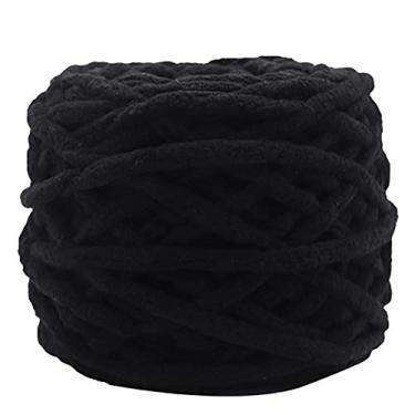 Imagem de Grey990 Bola de lã de tricô macio e quente, fio de algodão grosso macio feito à mão para suéteres cachecóis preto