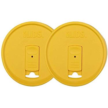 Imagem de iLIDS Mason Jar Drink Lid, Wide Mouth, Yellow, 2-Pack