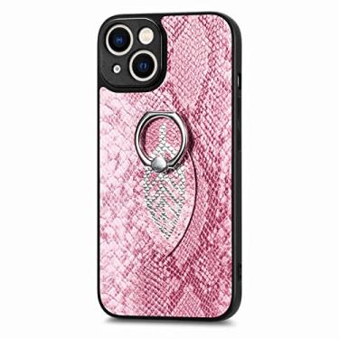 Imagem de Capa de telefone de couro magnética com suporte de anel para iPhone 14 Pro Max 13 12 Mini 11 X XS XR 7 8 Plus Se2022 Kickstand Mobile Cover, Rose Red, para iphone 12ProMax