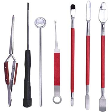 Imagem de TUOREN Conjunto de 7 ferramentas de reparo de instrumentos de sopro de madeira de aço com almofada de tom de gancho de mola, protetor de chaves, pinças de solda para clarinete de saxofone, flauta de