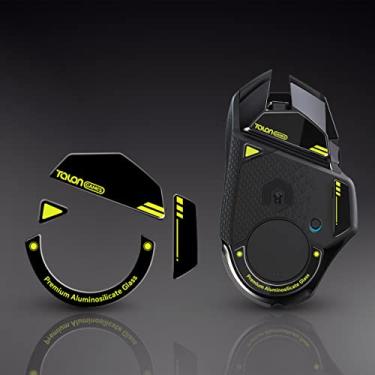 Imagem de TALONGAMES Pés de mouse de vidro ultra fortes com bordas curvas compatíveis com Logitech G502 sem fio para substituição de pés de mouse para jogos, sola supersuave, deslizante rápida e durável (preto)