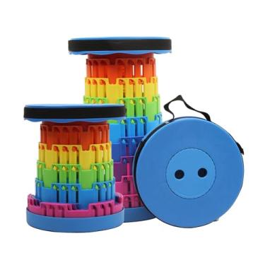 Imagem de JAEMEYEM Banqueta dobrável atualizada, dobrável, telescópica, dobrável, cadeira dobrável e telescópica, portátil, assento retrátil ou descanso para os pés para viagens, festas, fila