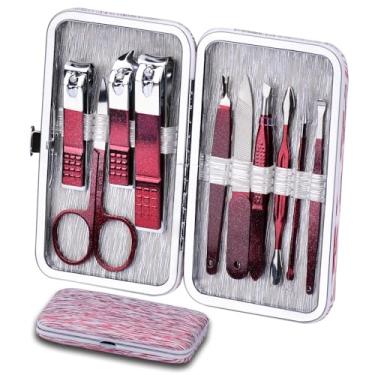 Imagem de HANTEKAS Conjunto de manicure de aço inoxidável 10 em 1, kit de ferramentas de pedicure para cortadores de unhas, tesoura - Kit portátil de cuidados de viagem para homens e mulheres com estojo de