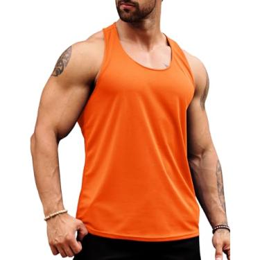Imagem de Babioboa Camiseta regata masculina de malha de secagem rápida musculação camiseta sem mangas Y-Back Workout Sports Fitness, Laranja, G