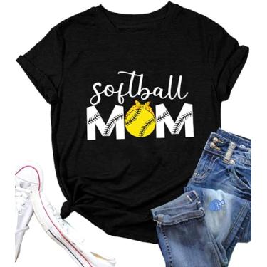 Imagem de Camiseta regata feminina Softball MOM I Love Softball estampada com letras engraçadas dia do jogo softball, camiseta casual vida, Preto, G