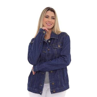 Imagem de Pthirillo, Jaqueta Maxxi Oversized Feminina Jeans Escuro (BR, Alfa, PP, Regular, Regular)