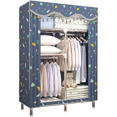 Imagem de Guarda-roupa portátil de lona, ​​organizador de armazenamento de armário de roupas de tecido com trilho suspenso, armário dobrável para quarto, rosa-90x46x170cm, C, 90x46x170cm