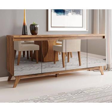 Imagem de Buffet 4 Portas com Espelhos 2 Prateleiras Internas Arezzo  Imbuia - Casa Giulia