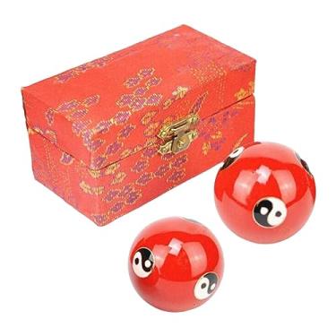 Imagem de #N/a 2x Bolas de Massagem Baoding Balls com Caixa de Armazenamento Aliviar Rigidez Destreza Presente de Massagem Bolas de Saúde Chinesas para Pessoas, Gossip Red
