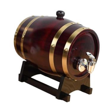 Imagem de Generic Barril de cerveja de madeira, barril de produção de vinho, recipiente de vinho, balde de vinho, barril de vinho para casa de cerveja brandy, 1.5L Retro Vermelho