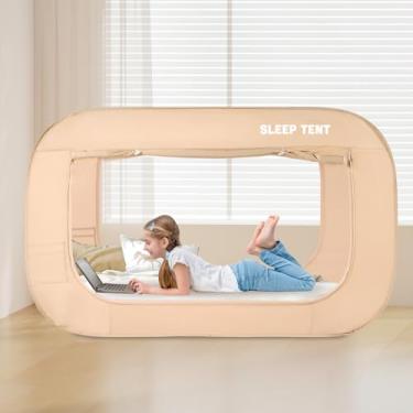 Imagem de Barraca de cama com dossel para cama, tendas de sonho, privacidade, espaço duplo, tendas de dormir, cortinas de moldura portátil para ambientes internos, respiráveis com janela de malha mosquiteira