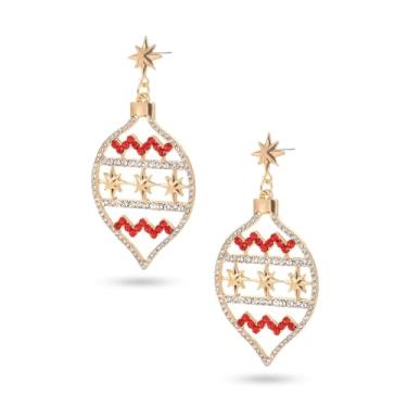 Imagem de Brincos pendentes de Natal para mulheres | Brincos de guirlanda de Papai Noel com urso de árvore de Natal | Acessório de Natal para presentes festivos, Strass, Strass